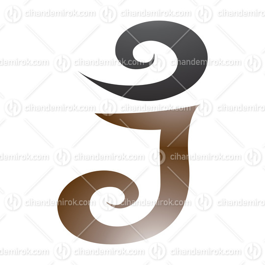 Brown and Black Swirl Shaped Letter J Icon