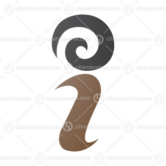 Brown and Black Swirly Letter I Icon