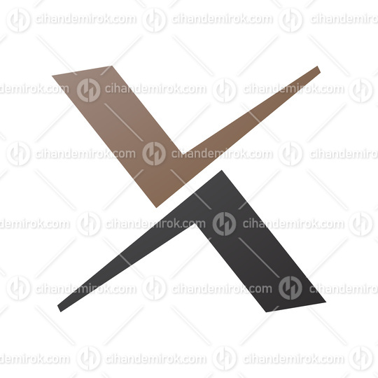 Brown and Black Tick Shaped Letter X Icon