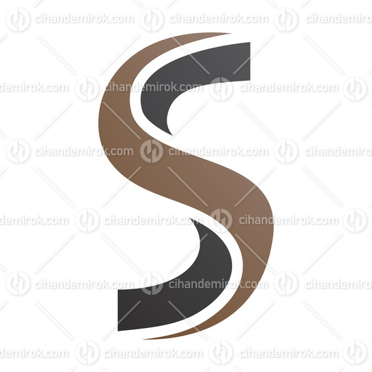 Brown and Black Twisted Shaped Letter S Icon