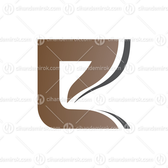 Brown and Black Wavy Layered Letter E Icon