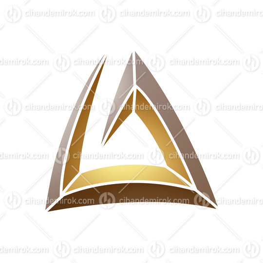 Brown and Gold Triangular Spiral Letter A Icon