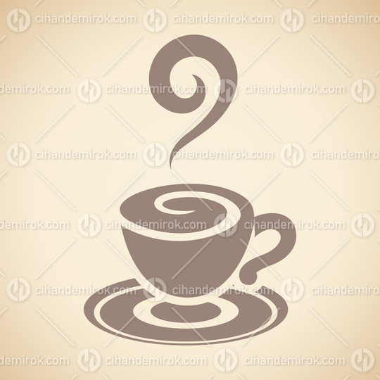 Brown Coffee Cup Icon isolated on a Beige Background