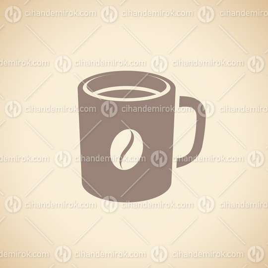 Brown Coffee Mug with a Coffee Bean Icon isolated on a Beige Background