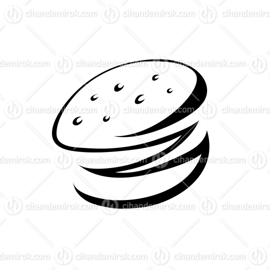 Burger Icon with Black Minimalist Outlines