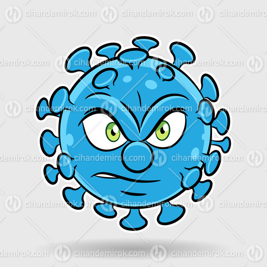 Cartoon Angry Blue Coronavirus