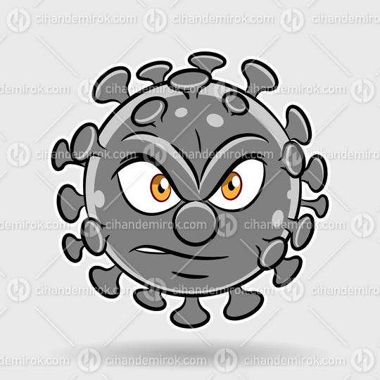 Cartoon Angry Grey Coronavirus
