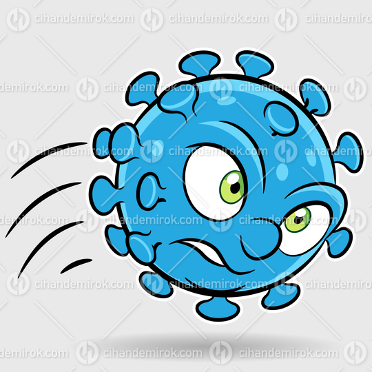 Cartoon Attacking Blue Coronavirus