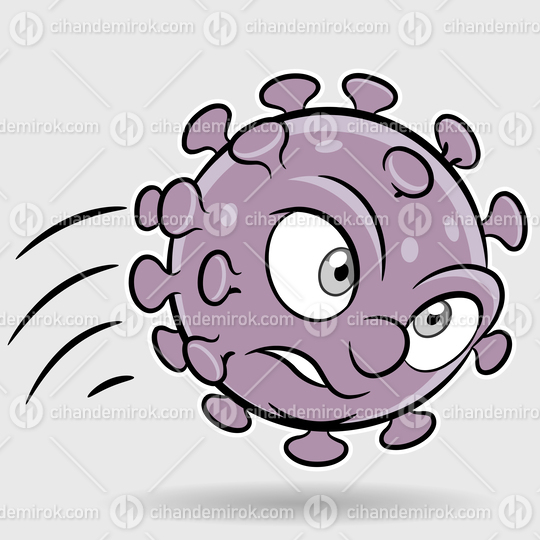Cartoon Attacking Purple Coronavirus