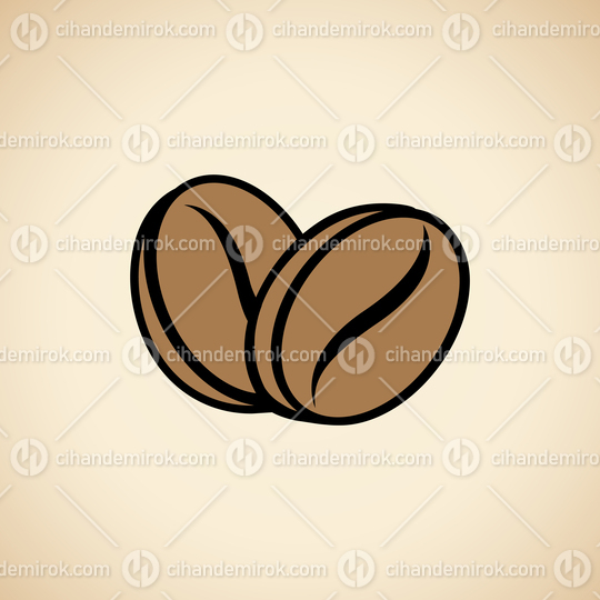Coffee Beans Icon isolated on a Beige Background