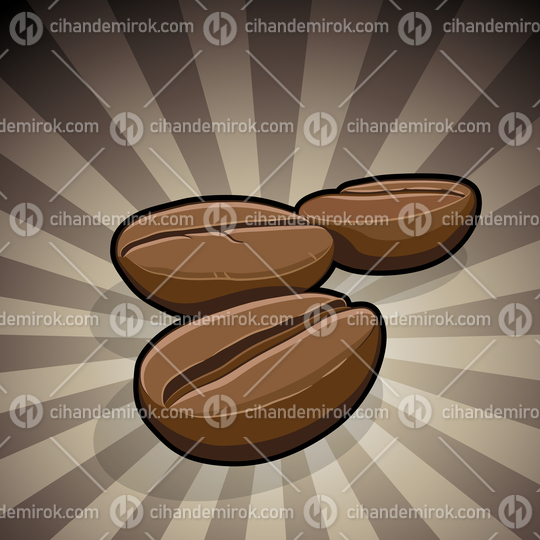 Coffee Beans Illustration on a Brown Striped Background