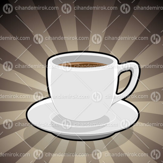 Coffee Cup Illustration on a Brown Striped Background