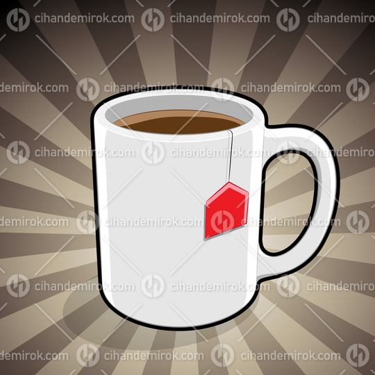 Coffee Mug Illustration on a Brown Striped Background