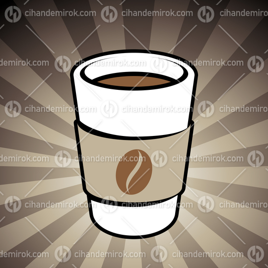 Coffee or Tea Take-Away Cup Icon on a Brown Striped Background