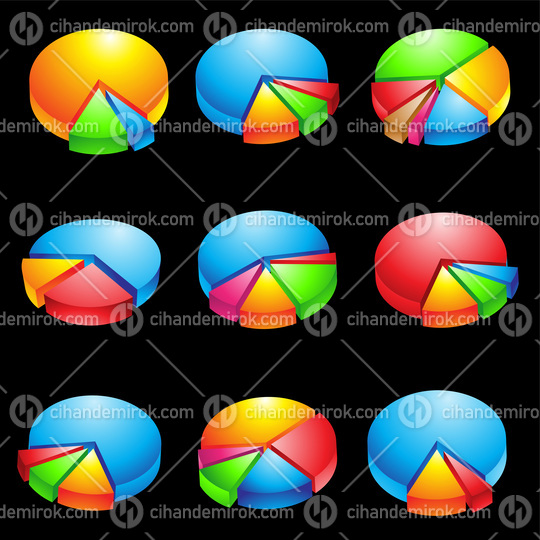 Colorful 3d Glossy Pie Charts
