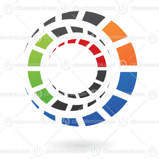 Colorful Abstract Intertwined Cogs or Gears Icon