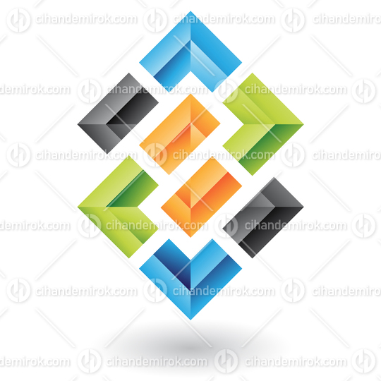 Colorful Abstract Logo Icon with Intertwined Embossed Frames