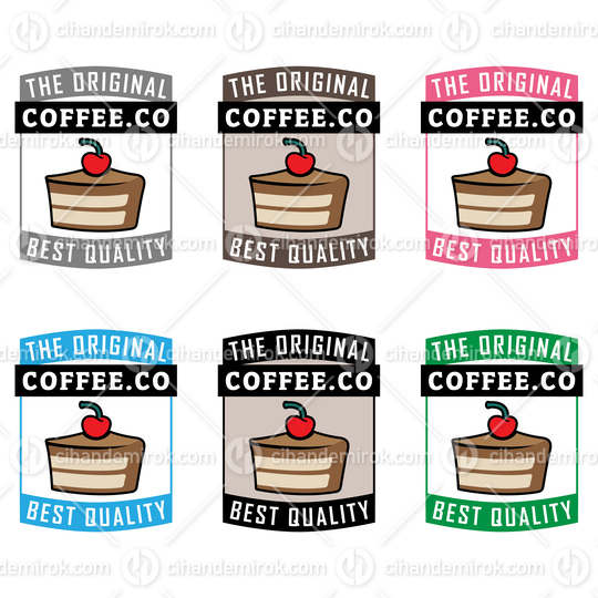 Colorful Cake and Cherry Icon with Text - Set 2