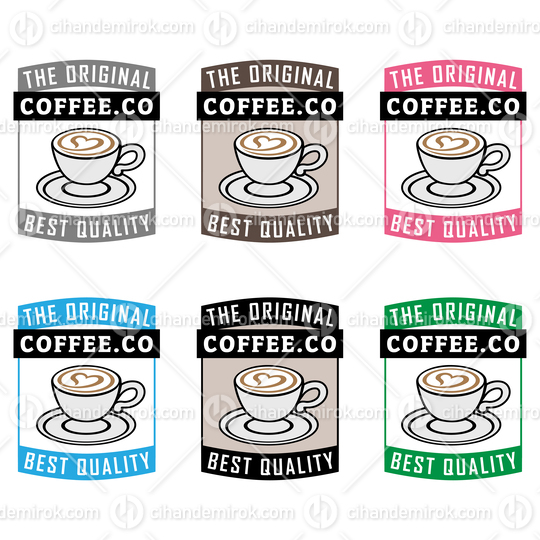 Colorful Coffee and Heart Icon with Text - Set 2
