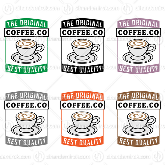 Colorful Coffee and Heart Icon with Text - Set 3