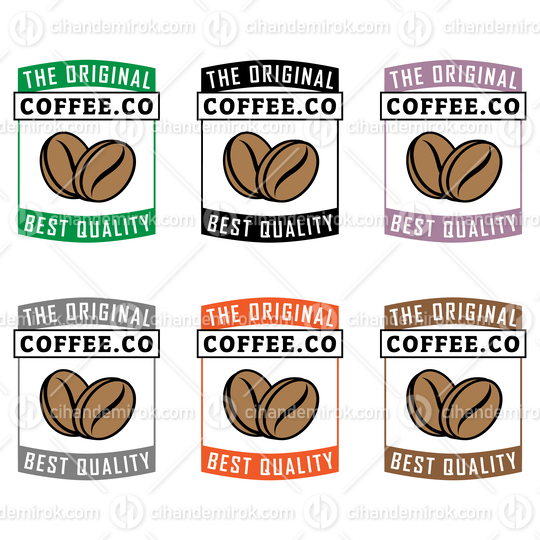 Colorful Coffee Beans Icons with Text - Set 3