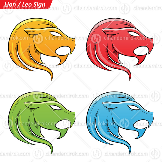 Colorful Digital Sketches of Leo Zodiac Star Sign