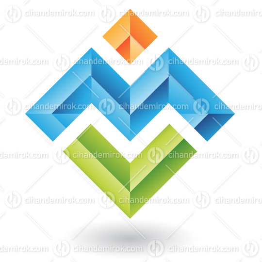 Colorful Embossed Abstract Square Logo Icon with letter M