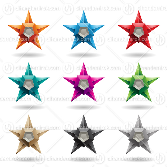 Colorful Embossed Stars with Pentagon Shapes