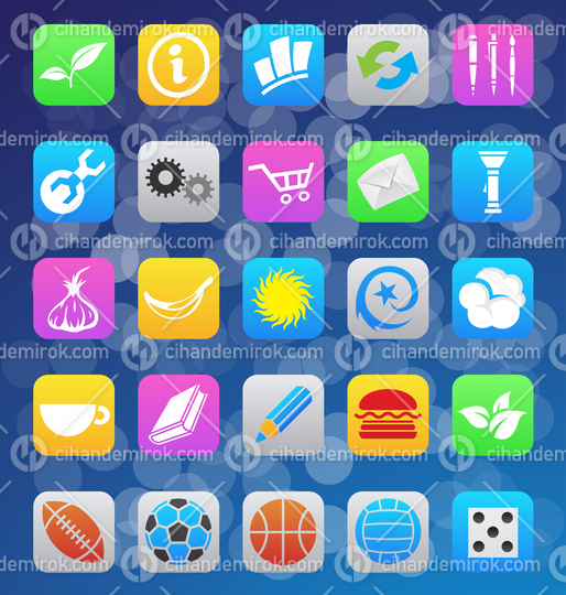 Colorful Mobile App Icons over a Blue Background