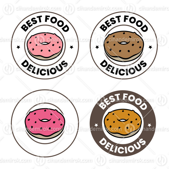 Colorful Round Doughnut Icon with Text - Set 3