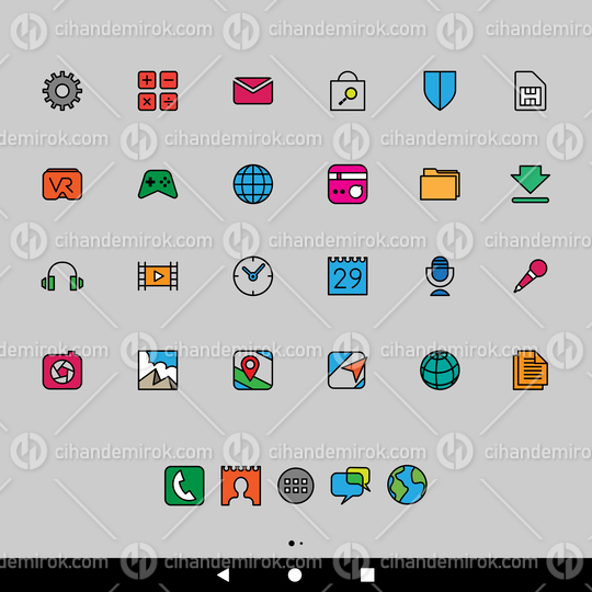 Colorful Smartphone App Icons with Black Outlines