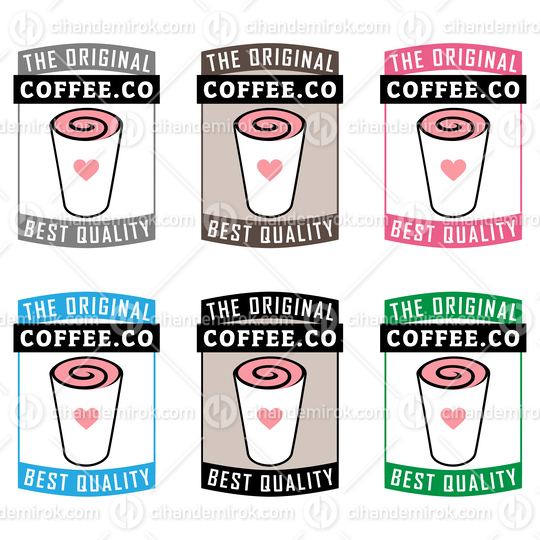 Colorful Swirly Iced Coffee Icon with Text - Set 2