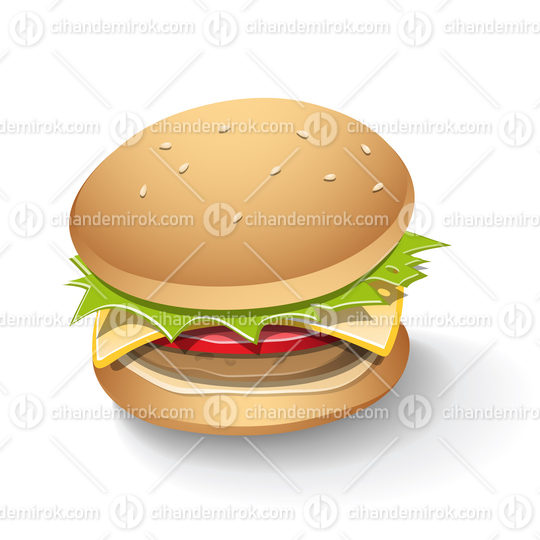 Colorful Tasty Burger Cartoon with a Shadow