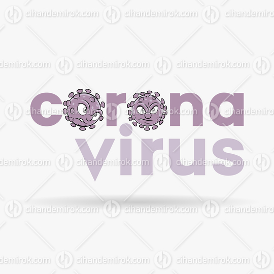 Coronavirus Cartoon Heads with Purple Lower Case Letters