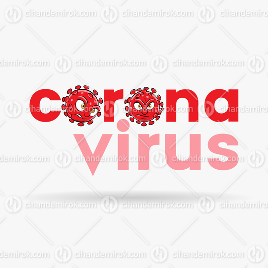 Coronavirus Cartoon Heads with Red Lower Case Letters