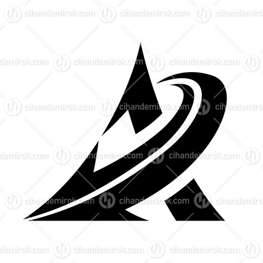 Curved Black Triangle with an Arrow