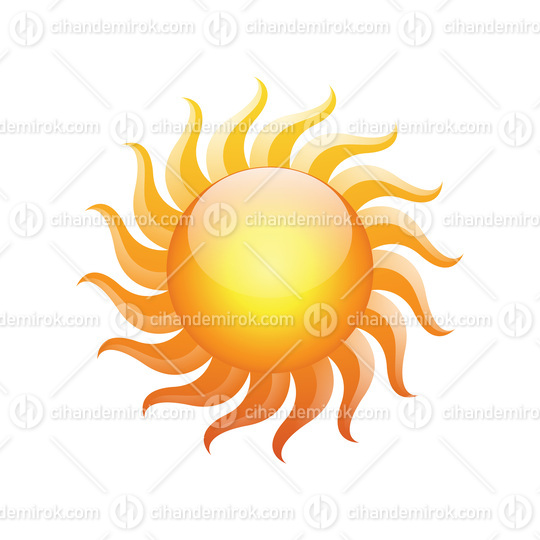 Curvy and Glossy Yellow Sun Icon