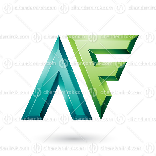 Dark and Light Green Glossy Dual Letters of Letters A and F