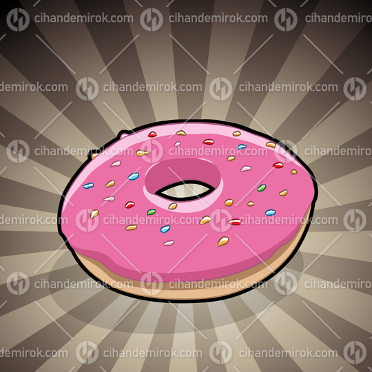 Doughnut Illustration on a Brown Striped Background