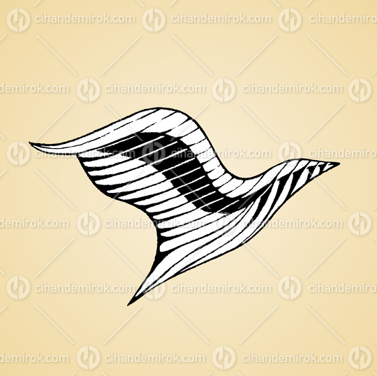 Eagle, Black and White Scratchboard Engraved Vector