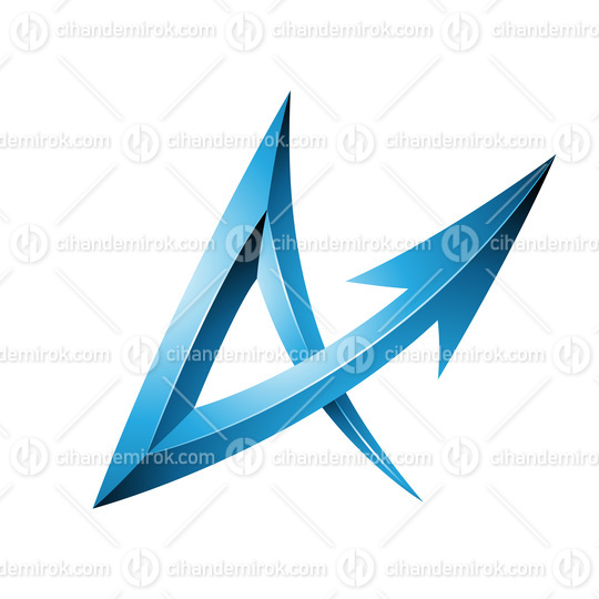 Embossed Blue Arrow Shaped Letter A