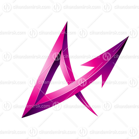Embossed Magenta Arrow Shaped Letter A