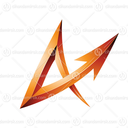 Embossed Orange Arrow Shaped Letter A