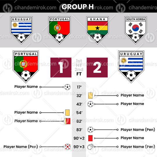 Football Match Details and Angled Team Icons for Group H