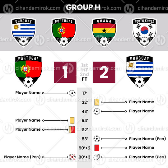 Football Match Details and Shield Team Icons for Group H