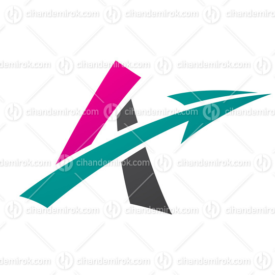 Freestyle Letter A with an Arrow in Black Magenta and Green Colors