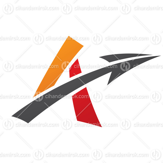 Freestyle Letter A with an Arrow in Red Orange and Black Colors