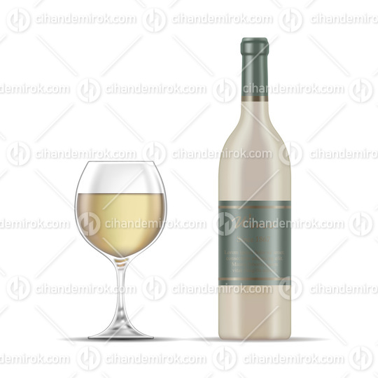 Glass and Bottle of White Wine