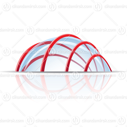 Glass Dome with Red Columns 