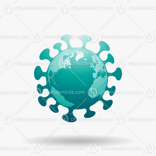 Globe Shaped Green Coronavirus Icon